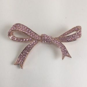 Kenneth Jay Lane pink crystal bow brooch